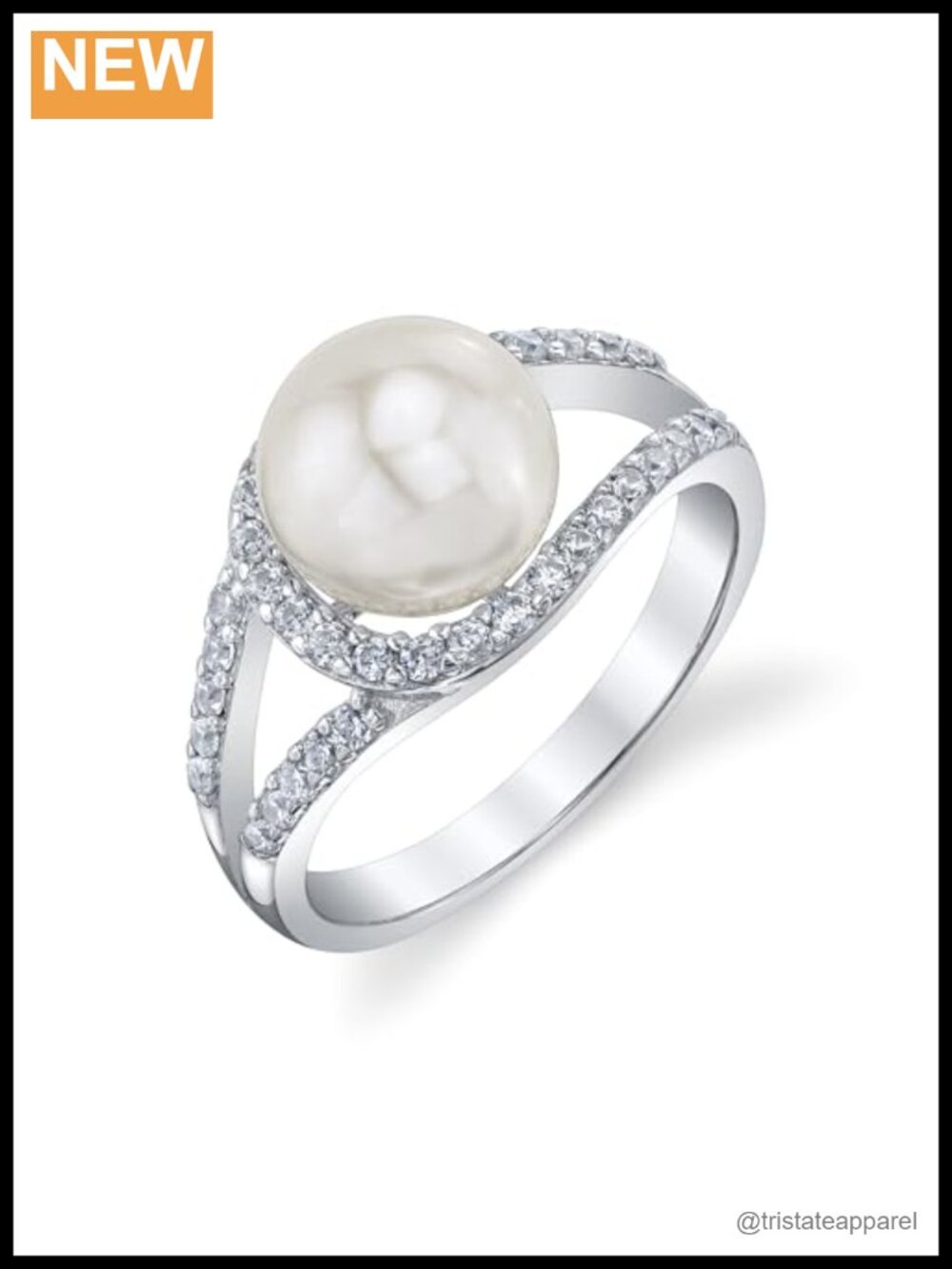 Cultured Freshwater Pearl Ring, Rhodium Plated 14K Gold Sterling Silver